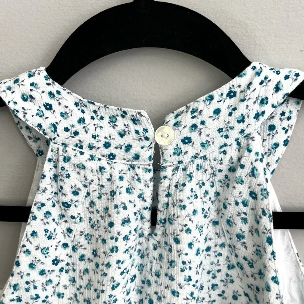 Abercrombie Kids White & Blue Floral Sleeveless Cotton Summer Top Size 5/6
